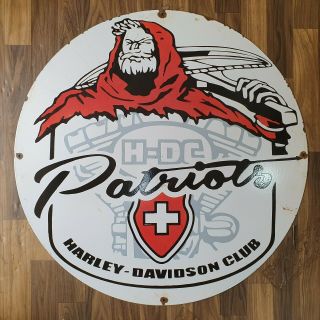 Harley Davidson Patriots Vintage Porcelain Sign 30 Inches Round
