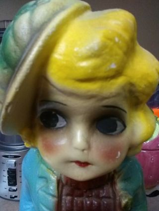 Vintage Chalkware Doll 15 Inches Tall 1920s Carnival Prize Antique Chalk
