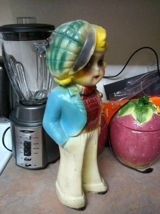 Vintage Chalkware Doll 15 inches tall 1920s Carnival Prize Antique Chalk 3