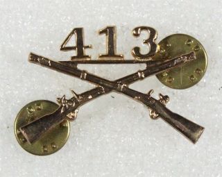 Army Collar Pin: 413th Infantry Regiment Officer,  104th Div - Wwii Era,  Meyer