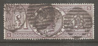 Gb Queen Victoria 1884 Rare £1 Pound Brown Lilac Sg 185 Cat £2800 Sound Sb
