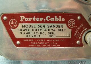 VINTAGE (1961) PORTER - CABLE 4 X 24 9 AMP SANDER MODEL 564 4