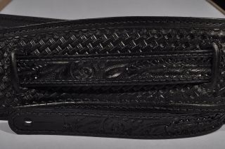 El Dorado Vintage Model Tooled Black Guitar Strap Med - Lg 45  - 51 2