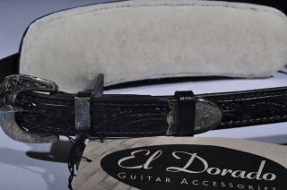 El Dorado Vintage Model Tooled Black Guitar Strap Med - Lg 45  - 51 3