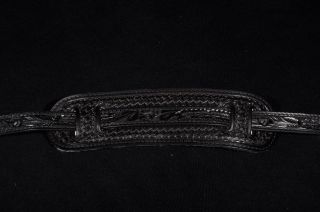 El Dorado Vintage Model Tooled Black Guitar Strap Med - Lg 45  - 51 4