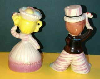 Vintage Enesco Sweet Shoppe Winking Pink Candy Cane Girl Boy Salt Pepper Shakers 2