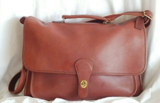 Vintage Coach Leather Briefcase Messenger Redish Brown Satchel Bag -