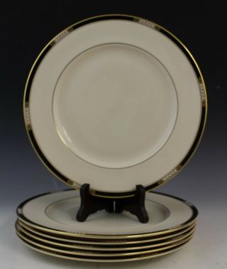 6 Pc Vintage Lenox Hancock Presidential Enamel Dots Porcelain Dinner Plate Set