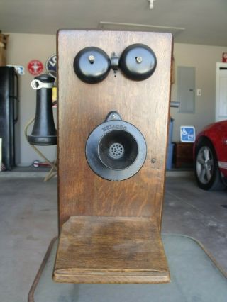 Vintage Antique Kellogg Hand Crank Wall Telephone - Wood Case 1901