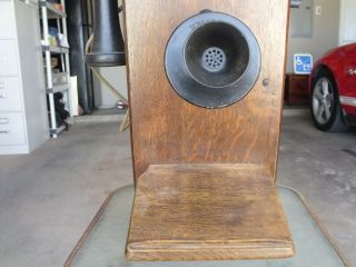 Vintage Antique Kellogg Hand Crank Wall Telephone - wood case 1901 3