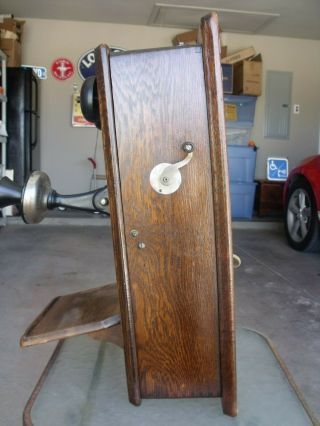 Vintage Antique Kellogg Hand Crank Wall Telephone - wood case 1901 5