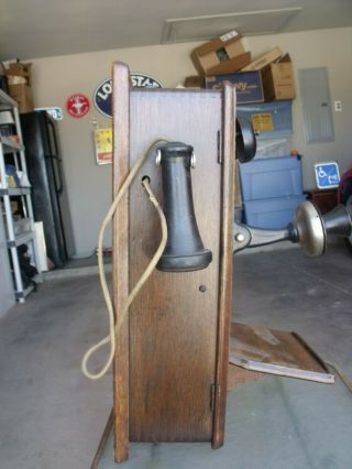 Vintage Antique Kellogg Hand Crank Wall Telephone - wood case 1901 6