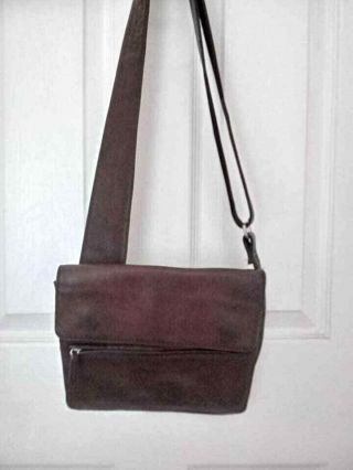 Vintage Fossil Brown Leather Crossbody Messenger Bag Saddle Flap Purse