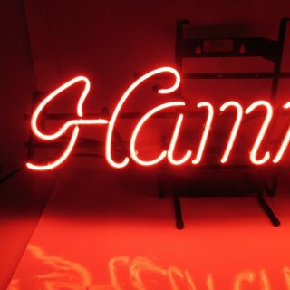 Vintage Hamm ' s Beer NEON Lit Bar Sign Vivid Red Color 2