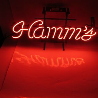 Vintage Hamm ' s Beer NEON Lit Bar Sign Vivid Red Color 4