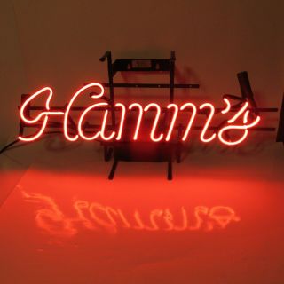 Vintage Hamm ' s Beer NEON Lit Bar Sign Vivid Red Color 5