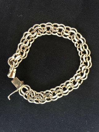 14k Gold Rare Double Infinity Link Charm Bracelet 12.  7 Grams 7 - 7.  49 Length
