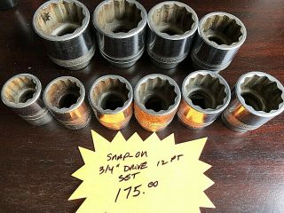 Vintage Snap - On Set Of 3/4 " Drive 12 Pt Sockets 1 1/16 - 1 3/4 Shp