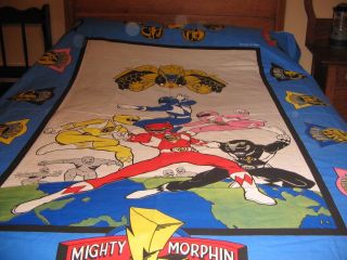 Vintage 1994 Saban Mighty Morphin Power Rangers Twin Size Comforter Fabric
