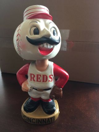 Vintage 1960s " Mr.  Red " Cincinnati Reds Mascot Bobble Head Doll