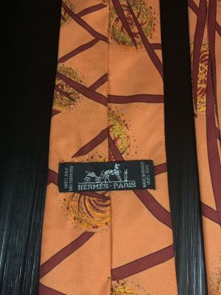 Vintage 80’s Men ' s Authentic Hermes Paris Scarf Multicolor 100 Silk Neck Tie 2