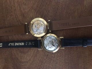 2 Borel Gold Swiss 17 Jewel Vintage Watch Watches Leather Straps Parts 2