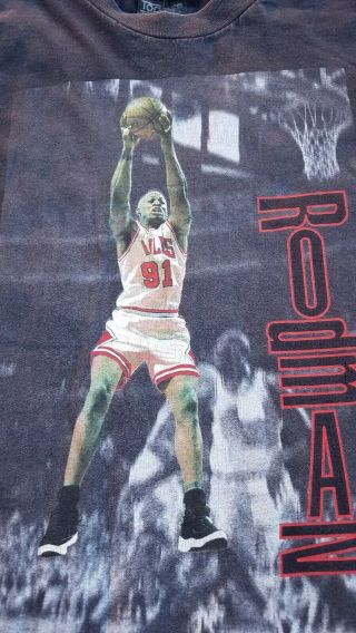 Vintage 1997 Dennis Rodman Accomplishment T - Shirt From Yrs 88 - 97 Sz Large Black 3