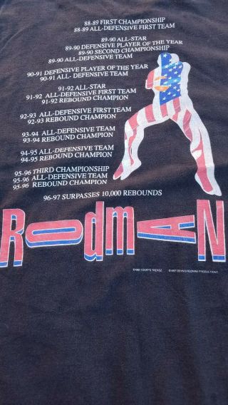 Vintage 1997 Dennis Rodman Accomplishment T - Shirt From Yrs 88 - 97 Sz Large Black 7