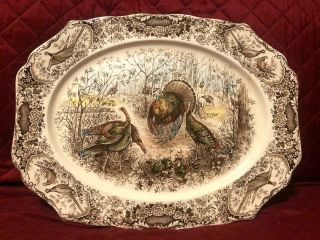 Johnson Brothers Woodland Wild Turkeys Platter 20.  5 