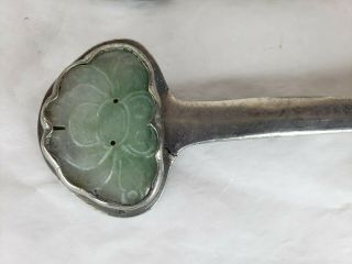 Set of two antique chinese pewter / jade / bronze utencils 2