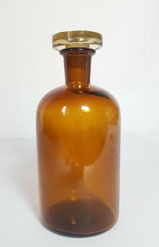 Vintage Amber Large Apothecary Jar Laboratory Bottle