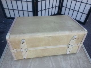 Vintage Set 3 Samsonite Beige Luggage Overnight Suitcase Train Case Makeup Bag 4