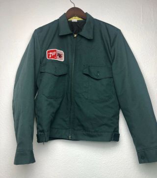 7 Up Vintage Men Coat Mechanic Jacket Green Size S