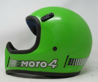Vintage 1980s Bell Moto 4 Helmet / Kawasaki Green / /