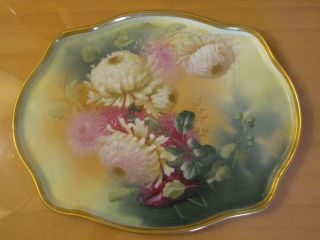 Antique Limoges Guerin Hand Painted Tray Plate Signed By Artist E.  Peeters