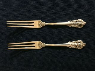 Wallace Grand Baroque Two (2) Sterling Silver Strawberry Forks No Mono