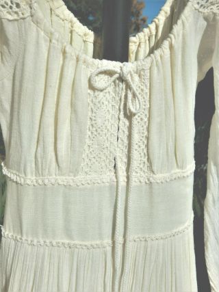 Vintage Gunne Sax Gauze Dress,  Hat,  Wrap off white Lace Prairie Peasant Wedding 5