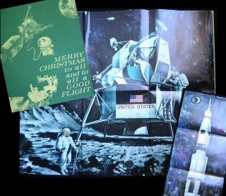 Vintage Snoopy Holiday Apollo Poster,  Large " Nasa Facts " Posters,  Lem & Saturn V