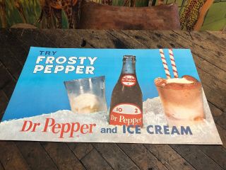 Vintage Dr Pepper & Ice Cream Lithograph Sign 1964 Nos Coca Cola Pepsi 7up Oc