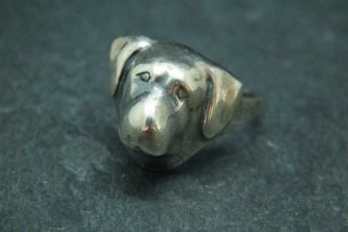 Gorgeous Antique Victorian Sterling Silver Dog Ring Men 