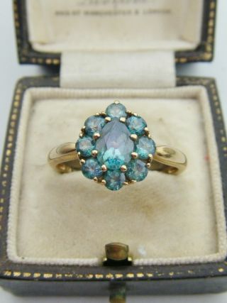 Unusual Vintage 9ct Gold Topaz Or Another Fancy Gem Set Ring.  Interesting Colour