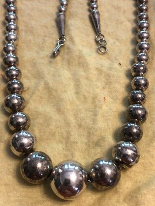 Vtg Native Navajo Old Pawn Southwestern Sterling Silver Bench Bead 22 " Necklace
