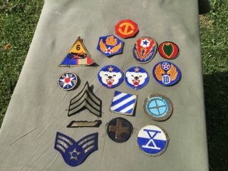 Ww2 Wwii U.  S.  Army Pile Of Uniform Patches Not Hbt For Jacket,  Shirt Coat