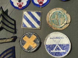 WW2 WWII U.  S.  Army pile of uniform patches not HBT for jacket,  shirt coat 2