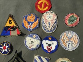 WW2 WWII U.  S.  Army pile of uniform patches not HBT for jacket,  shirt coat 4
