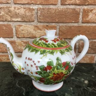 Hermes Porcelain Teapot Pythagore Berry Tableware Ornament Red Green Auth Rare