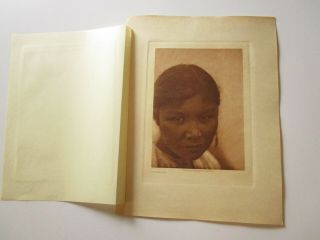 Antique Vintage Edward Curtis Photograph Cree Girl American Indian Photogravure