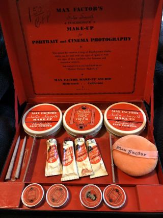 Rare 1930s Max Factor’s Complete Kit Satin Smooth Make - Up Panchromatic