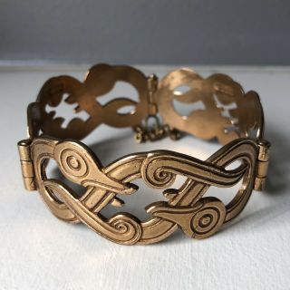 Vintage Iku - Turso Viking Celtic Swans Bracelet - Kalevala Koru Finland Bronze