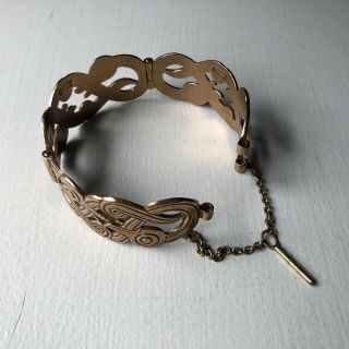 Vintage IKU - TURSO Viking Celtic Swans Bracelet - KALEVALA KORU Finland Bronze 5